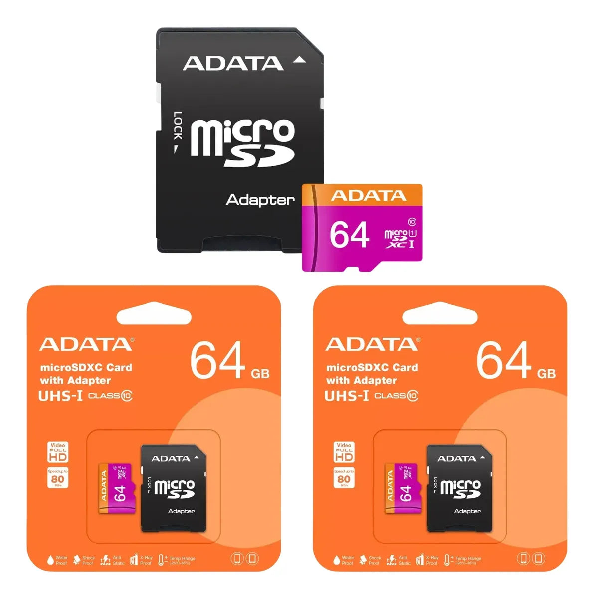 2 Tarjeta De Memoria Adata Ausdx64guicl10-ra1 Microsd 64 Gb