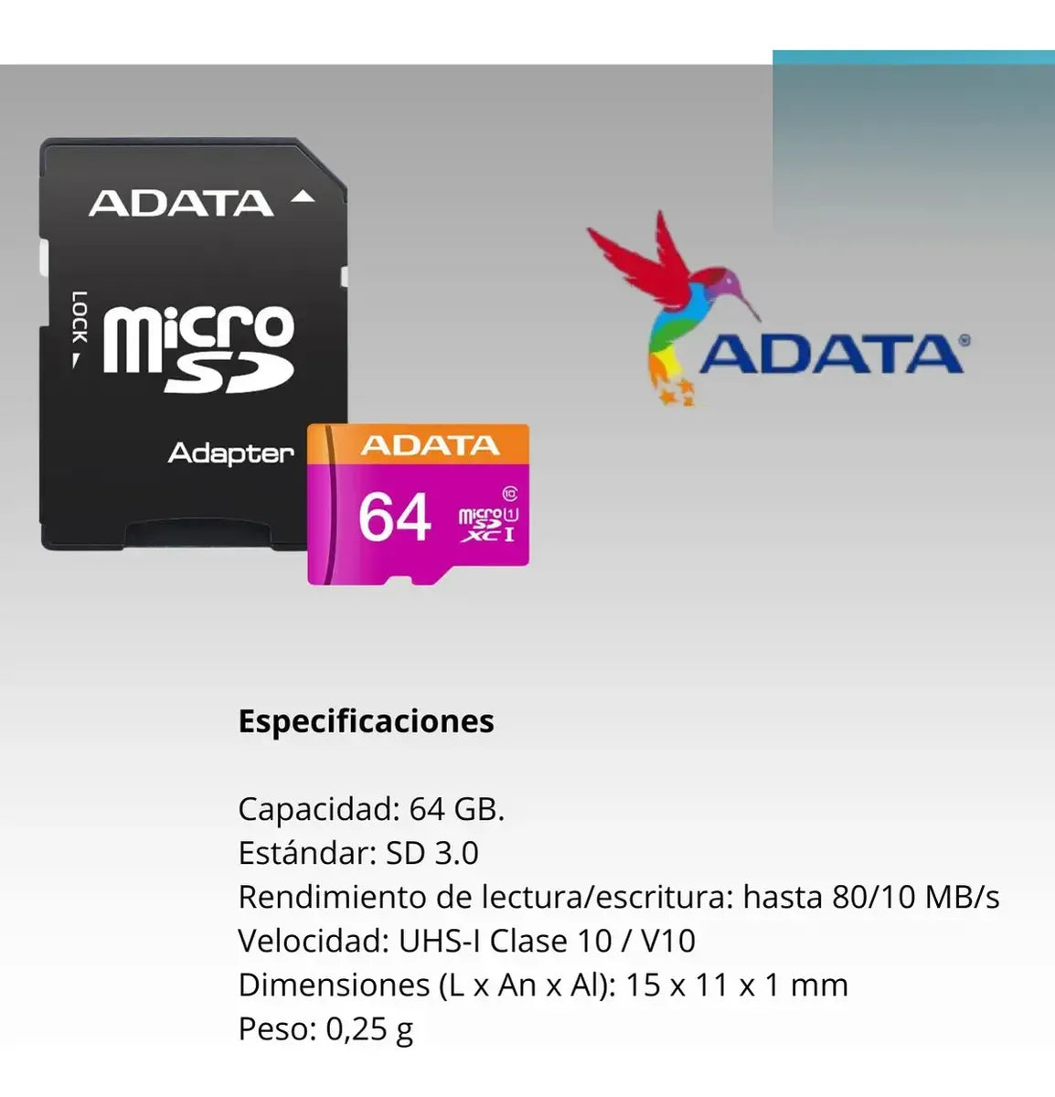 4 Tarjeta De Memoria Adata Ausdx64guicl10-ra1 Microsd 64 Gb