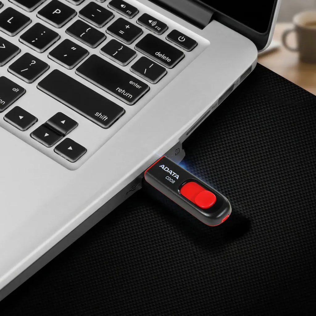 Kit 5 Memorias Usb Adata C008 32gb Retráctil 2.0 Negro Rojo