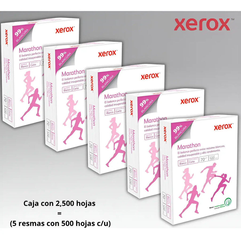 Papel Xerox Marathon Carta 70g Caja Con 2500 Hojas 5 Resmas