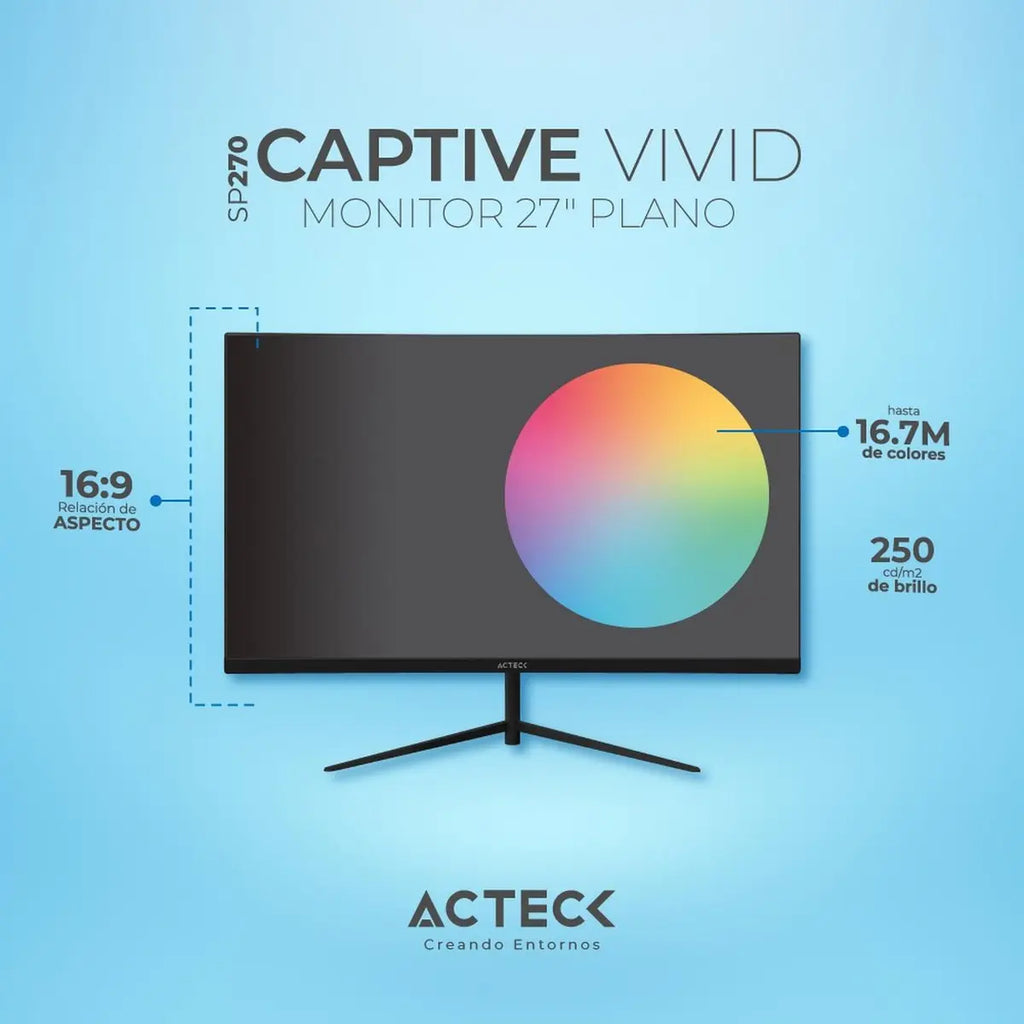 Monitor Para Juegos Acteck Captive Vivid Sp270 5 Ms 75 Hz Fhd Tn Led VGA HDMI AC-935845