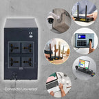 Dahua Regulador No Break 1200va 720w Dh-pfm350-720-a Ups De 4 Tomas Con Bateria Respaldo Color Negro.