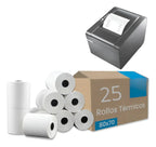 Papel Térmico Pcm 80x70mm Para Impresora Ticket Pos 25 Pzs Blanco