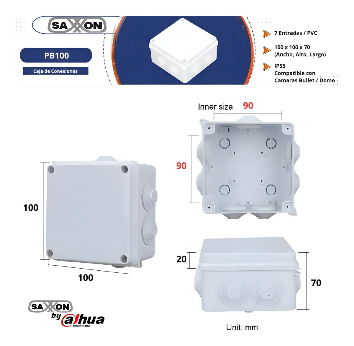 4 Cajas De Conexiones Saxxon Pb100 Cámaras Domo Bullet Ip55