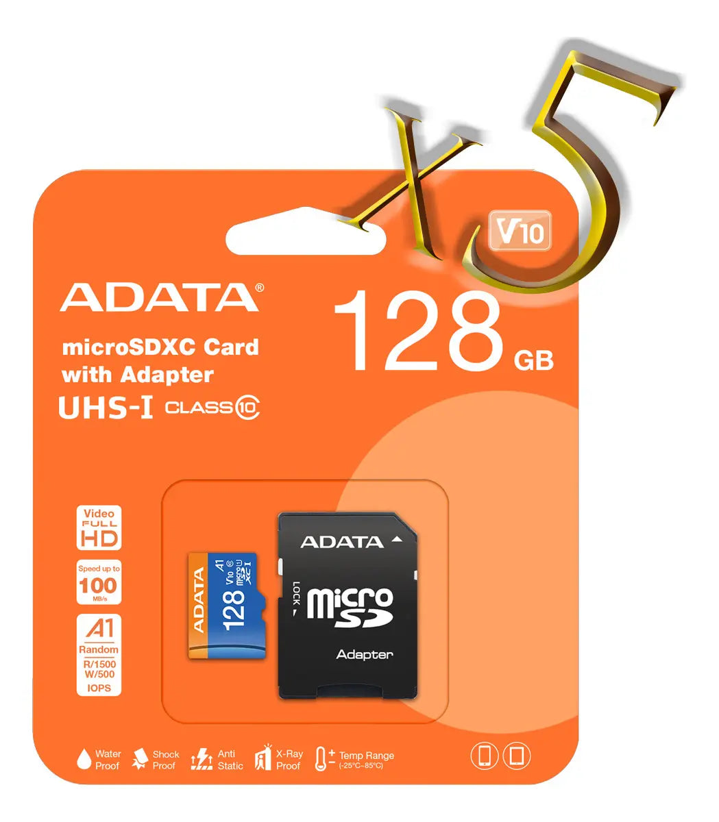 Kit 5 Memorias Premier Microsdhc/sdxc Adata 128gb C10 A1 V10