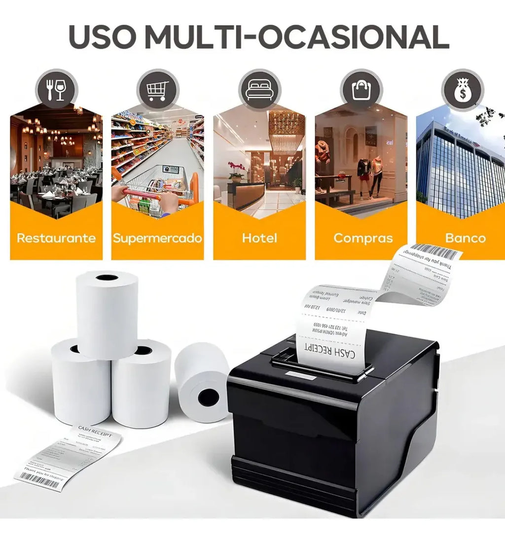Papel Térmico Pcm 80x70mm Para Impresora Ticket Pos 50 Pzs Blanco