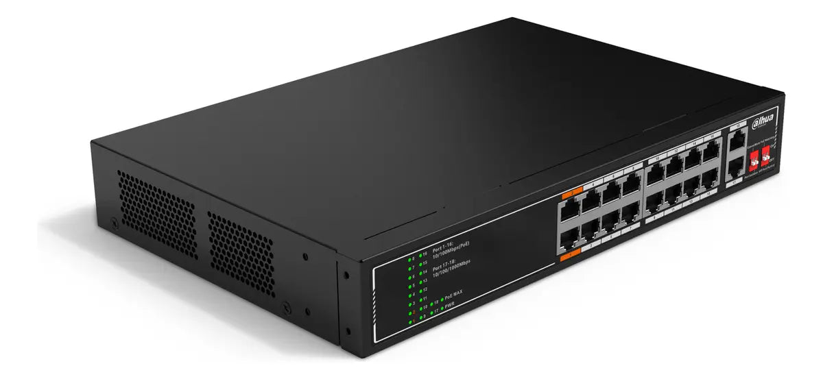 Switch Poe Dahua DH-SF1018LP De 18 Puertos, 16 Poe Y 2 Uplink