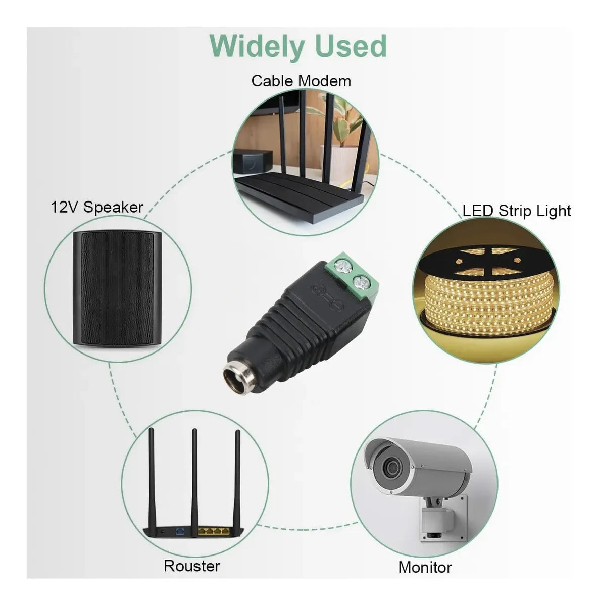 Dahua Conector Dc Hembra 2.1x5.5 Mm Para Cctv Y Led 10 Pieza Verde