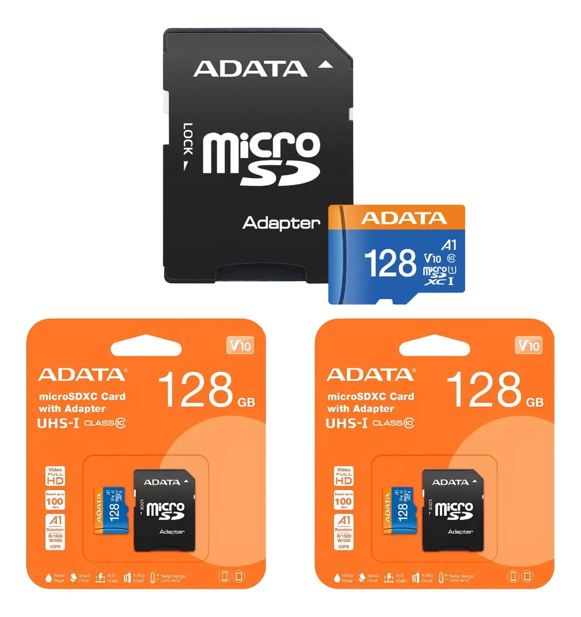 2 Tarjeta Memoria Adata Ausdx128guicl10a1-ra1 Microsd 128 Gb