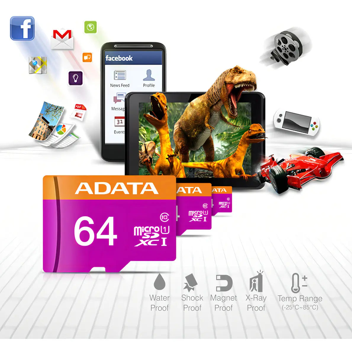 Tarjeta De Memoria Adata Ausdx64guicl10-ra1 Premier Con Adaptador Sd 64gb