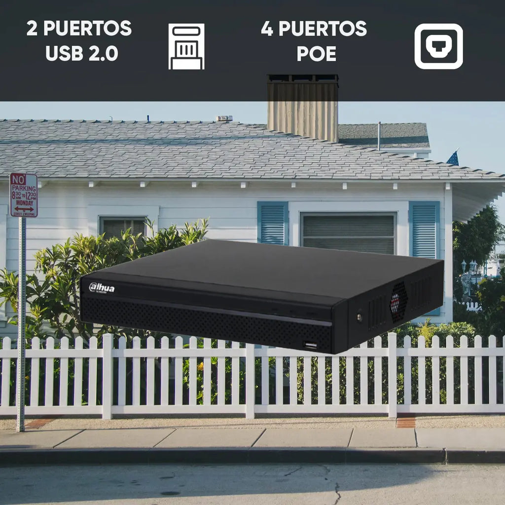 Grabadora NVR Dahua De 4 Canales Con 4 Puertos Poe Para Cámaras IP Full HD
