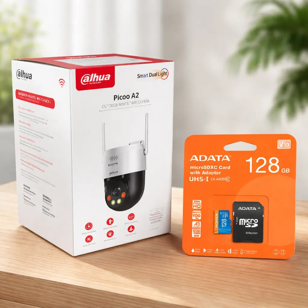 Kit Cámara Dahua 5mp 3k Wifi Exterior 360° Memoria 128 Gb
