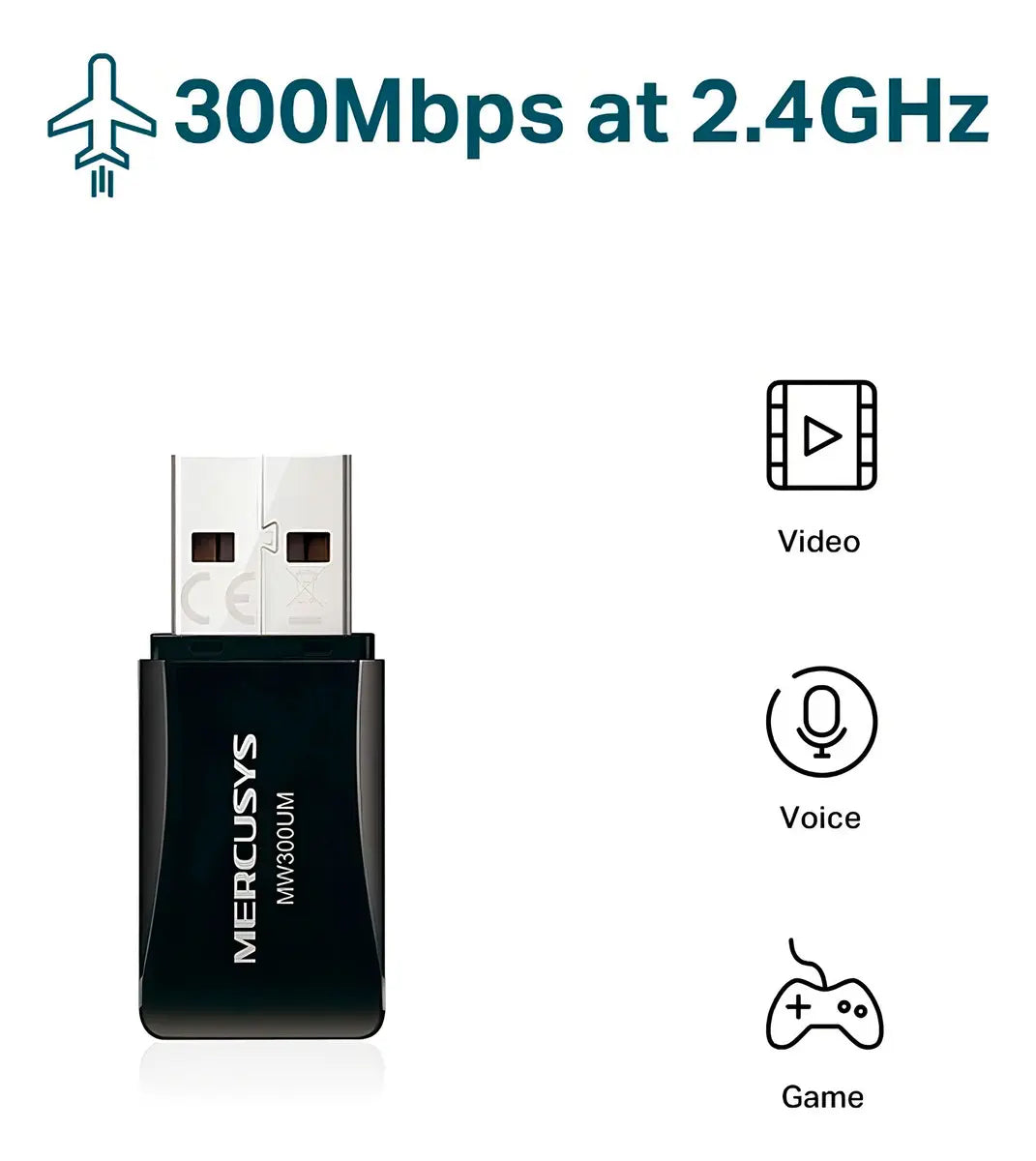 Mercusys Adaptador Inalambrico Wifi Mini Usb 2.0 300mbps