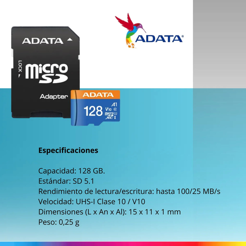 3 Tarjeta Memoria Adata Ausdx128guicl10a1-ra1 Microsd 128 Gb