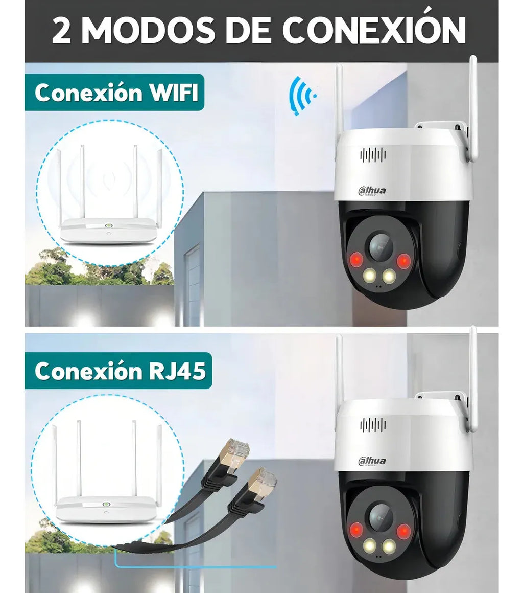 Kit 2 Cámaras Dahua 5mp 3k Wifi Exterior 360° Memoria 128 Gb