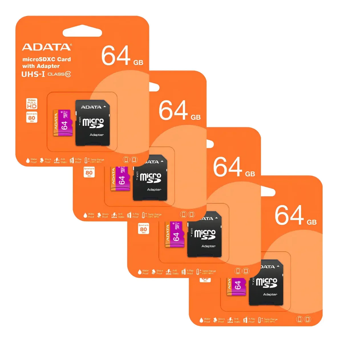 4 Tarjeta De Memoria Adata Ausdx64guicl10-ra1 Microsd 64 Gb